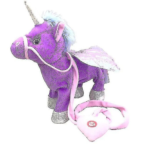 Universal Peluche licorne populaire pour marcher et parler - peluche violet