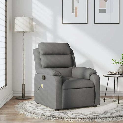 vidaXL Fauteuil de massage inclinable Gris foncé Tissu