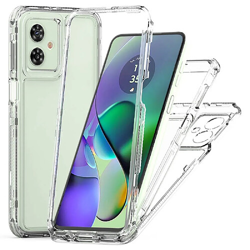 Htdmobiles Coque pour Motorola Moto G54 5G - housse etui silicone gel fine 360 integrale (avant et arriere) + film ecran - TRANSPARENT