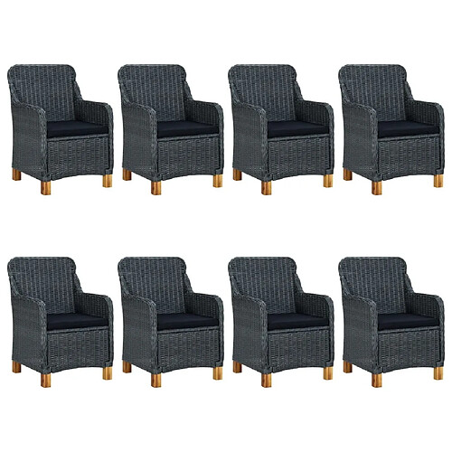 Maison Chic Mobilier à dîner 9 pcs et coussins- Ensemble table et chaises d'extérieur - Salon/Mobilier de jardin classique Résine tressée Gris foncé -MN60810