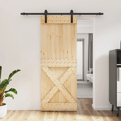 vidaXL Porte coulissante et kit de quincaillerie 80x210 cm pin massif