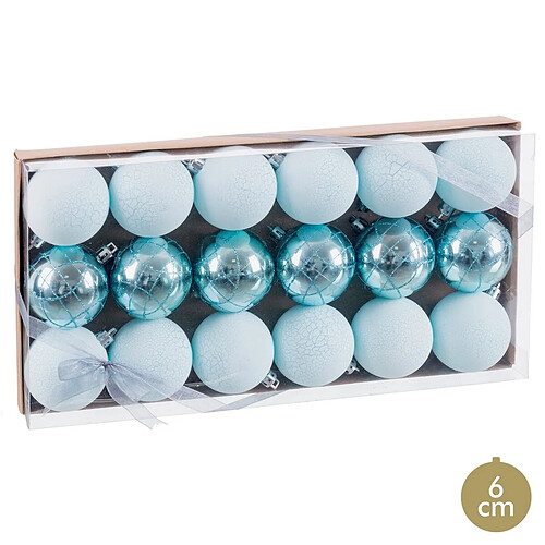 BigBuy Home Boules de Noël Bleu Plastique Ø 6 cm (18 Unités)