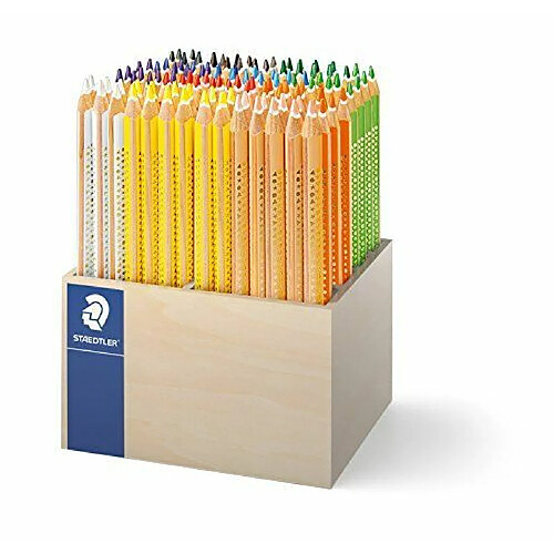 Staedtler 128CA112paisseur Crayons de couleur NORIS CLUB Jumbo, triangulaire, écran avec 112Système de crayons de couleur coloris assortis, ABS, adapté aux enfants après EN71, fabriqué en Allemagne