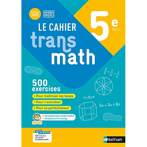 Le cahier Transmaths 5e, cycle 4