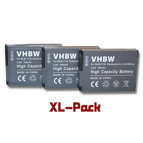 vhbw 3x batterie compatible avec Samsung Digimax WB5000, WB5500, ST1000, ST5000, ST5500 appareil photo APRN (700mAh, 3,6V, Li-ion)