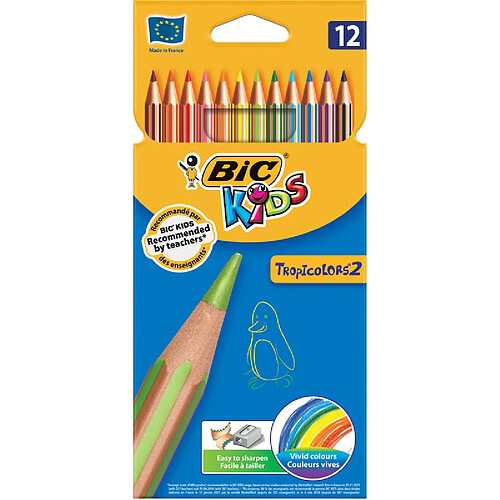 BIC KIDS Crayons de couleur Tropicolors 2, étui carton de 12 ()