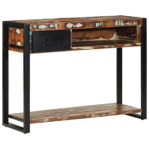 vidaXL Table console multicolore 100x35x75 cm bois massif récupération