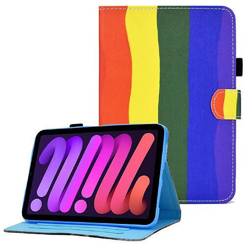 Etui en PU ligne de couture avec support et porte-cartes bloc de couleur pour votre Apple iPad mini (2021)