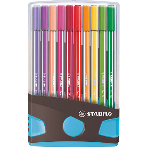 STABILO Stylo feutre Pen 68, ColorParade de 20, gris/bleu ()