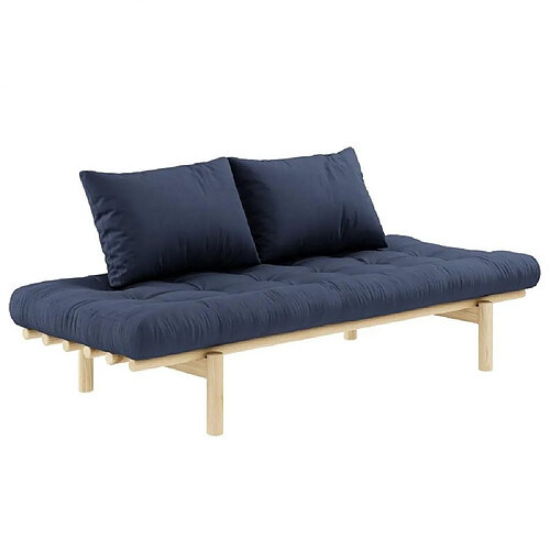 Inside 75 Méridienne futon PACE en pin coloris bleu marine couchage 75*200 cm.