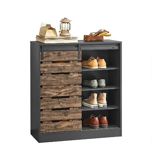 SoBuy FSB65-HG Meuble de Rangement à Chaussures Armoire à Chaussures avec Porte de Grange coulissante