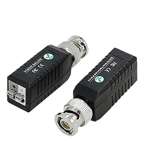 Wewoo 2 PCS CCTV Twisted BNC noir Transmetteur Vidéo Balun passif monocanal