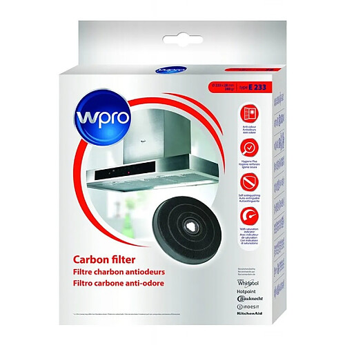 WPRO Filtre de Hotte à Charbon E233 diam 235mm x h 20 mm