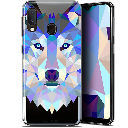 Caseink Coque Pour Samsung Galaxy A20E (5.8 ) [Gel HD Polygon Series Animal - Souple - Ultra Fin - Imprimé en France] Loup