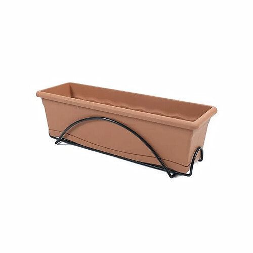 PLASTIKEN Jardiniere 60x20cm avec plateau et support balcon - Anthracite