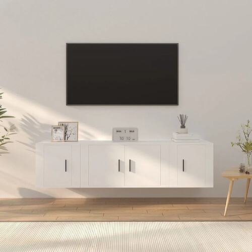 vidaXL Ensemble de meubles TV 3 pcs Blanc Bois d'ingénierie