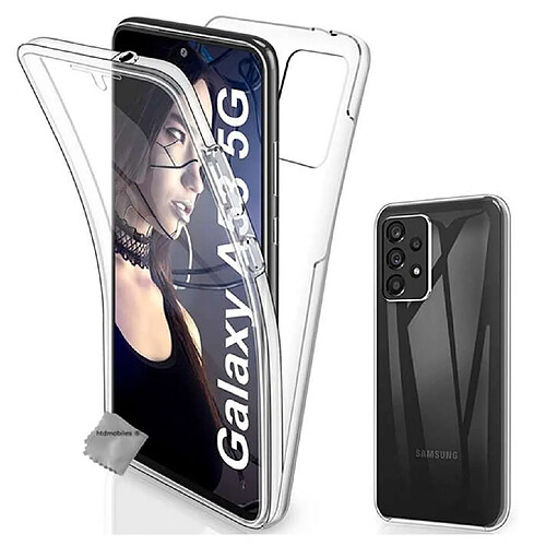 Htdmobiles Coque silicone gel fine 360 integrale (avant et arriere) pour Samsung Galaxy A53 5G + verre trempe - TRANSPARENT