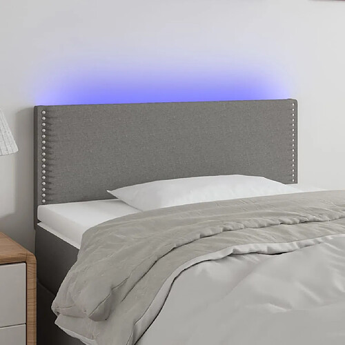 Maison Chic Tête de lit scandinave à LED,meuble de chambre Gris foncé 90x5x78/88 cm Tissu -MN17562