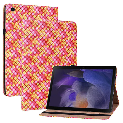 Etui en PU texture tissée multicolore antichoc avec support et porte-cartes rose pour votre Samsung Galaxy Tab A8 10.5 (2021)