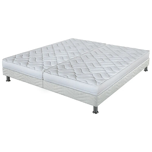 Ebac Matelas Melissa + sommier tapissier Omega - 2x80x190 - Mousse - Hauteur 13 cm