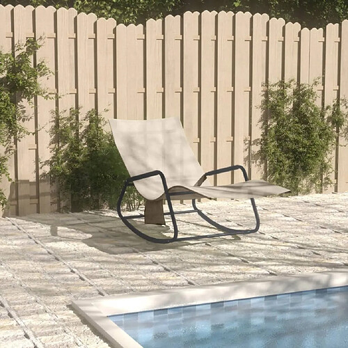 Maison Chic Chaise longue - Transat - Bain de Soleil acier et textilène crème