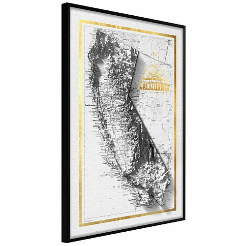 Paris Prix Affiche Murale Encadrée Raised Relief Map California 20 x 30 cm Noir