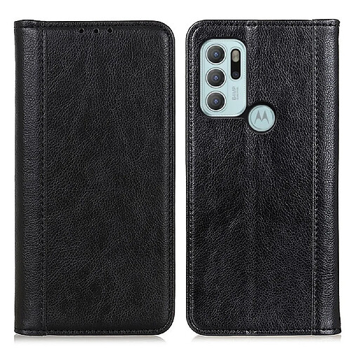 Etui en PU texture litchi, auto-absorbée avec support noir pour votre Motorola Moto G60S/G60