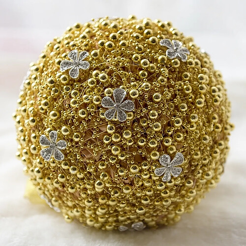 Wewoo Mariage tenant des fleurs de or perle accessoires de bouquet de mariée demoiselle d'honneur strass décoration de fournitures de mariage, diamètre: 20cm