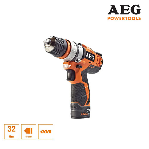 Perceuse-visseuse AEG 12V Prolithium-ion 190mm - 2 batteries 2.0Ah - 1 chargeur 40mins - BBS 12C2 LI-202B