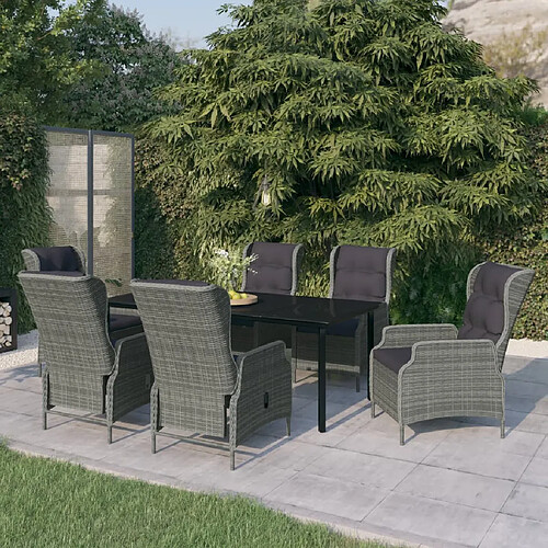 vidaXL Ensemble de salle à manger de jardin 7 pcs Gris clair