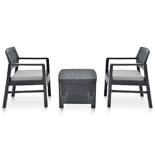 Maison Chic Salon de jardin 3 pcs - Table et chaises d'extérieur - Mobilier/Meubles de jardin Moderne Plastique Anthracite -MN17967