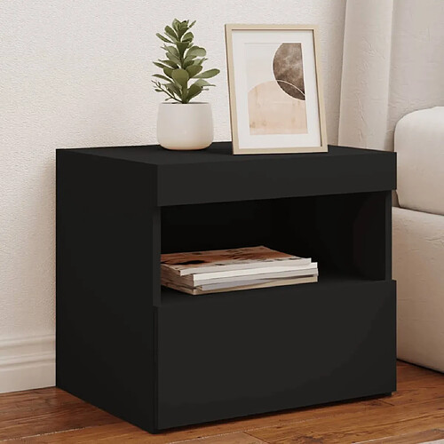 Maison Chic Lot de 2 Tables de chevet avec lumières LED - Tables de Nuit noir 50x40x45 cm