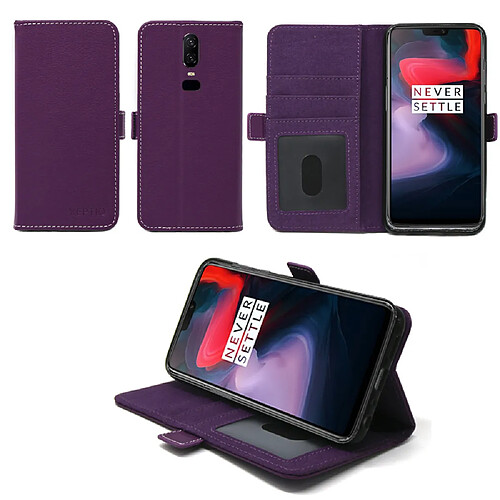 Housse OnePlus 6 protection Portefeuille luxe violette Style Cuir avec stand - Etui coque pour One Plus 6 avec porte cartes - Accessoires pochette case XEPTIO