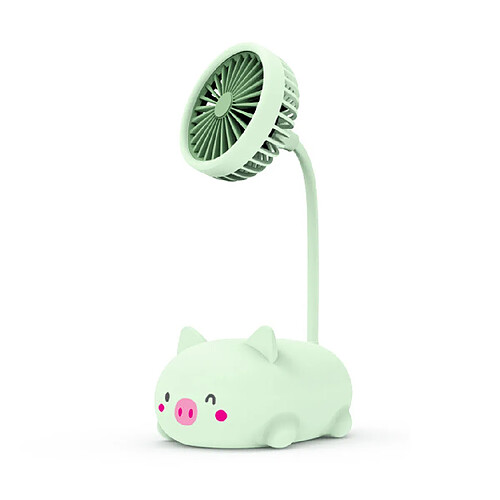 (Cochon Vert) Mini Ventilateur De Chargement Usb Portable Design De Dessin Animé Créatif Pliable Pratique