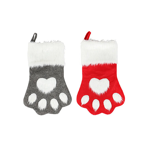 C217 2PCS Christmas Christmas Rouge et gris Chaussettes de chien chaussettes Chaussettes de Noël Sacs-cadeaux Sacs de Noël Décorations d'arbres de Noël Cheminée Pendentif