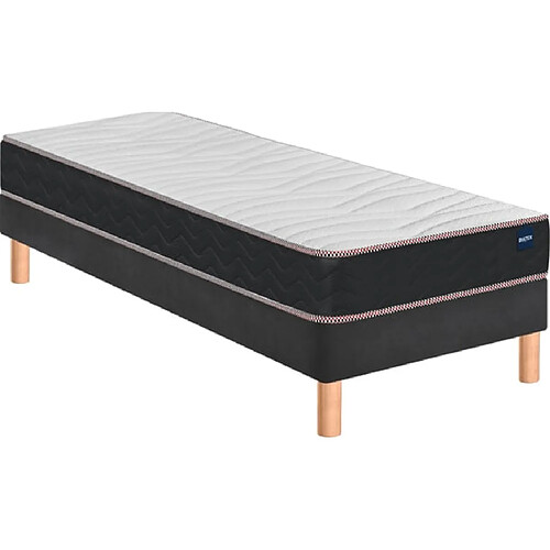 Bultex Ensemble Matelas Sommier 90 x 200 Vitality 1.1 90x200 + sommier gris fumé +pieds