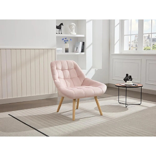 Vente-Unique Fauteuil en velours rose LUOSTO