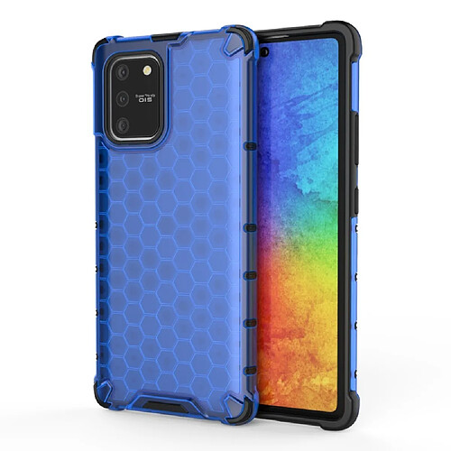 Coque en TPU modèle en nid d'abeille hybride antichoc bleu pour votre Samsung Galaxy A91/S10 Lite