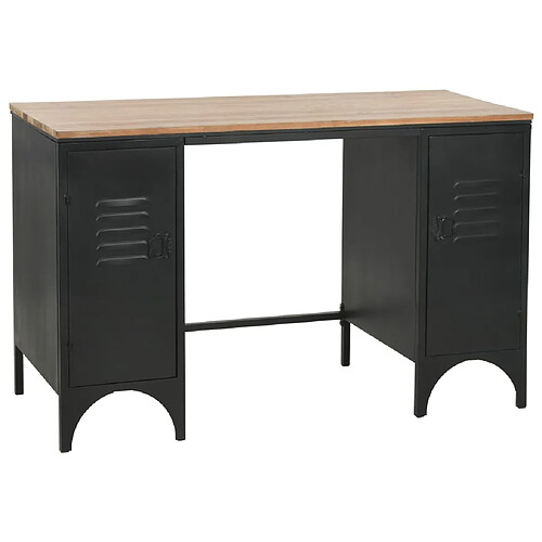 vidaXL Bureau à double piédestal Bois de sapin et acier 120x50x76 cm