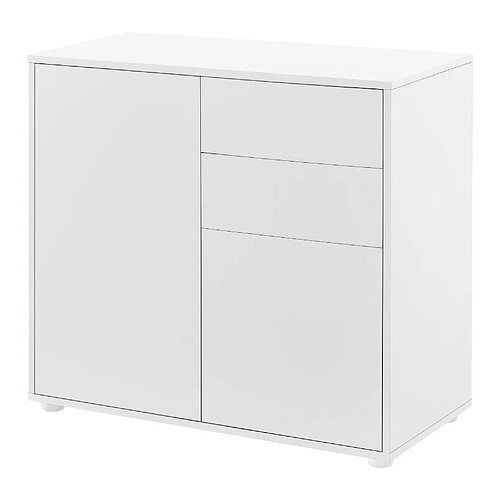 Helloshop26 Commode avec 2 tiroirs 2 portes 74 x 79 x 36 cm blanc mat 03_0006818