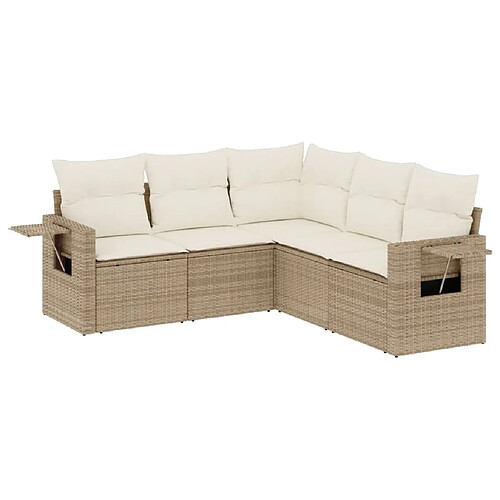 Maison Chic Salon de jardin avec coussins 5 pcs | Ensemble de Table et chaises | Mobilier d'Extérieur beige résine tressée -GKD33644