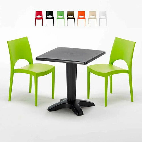 Grand Soleil Table et 2 chaises colorées polypropylen