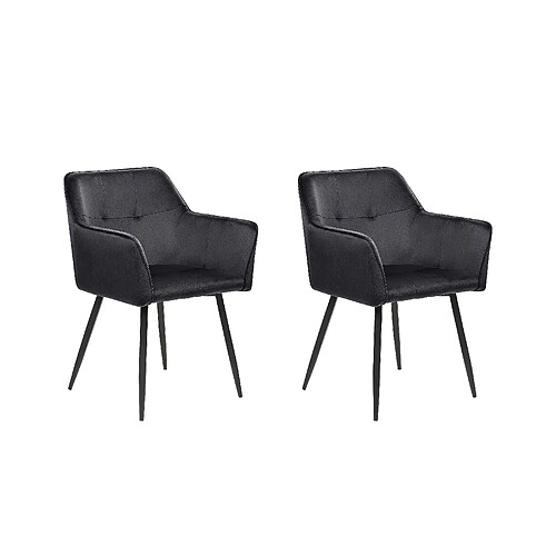 Beliani Chaise de salle à manger JASMIN Set de 2 Velours Noir