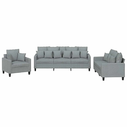 Maison Chic Ensemble de canapés 3 pcs coussins, Canapé droit Sofa pour Salon gris clair tissu -GKD249445