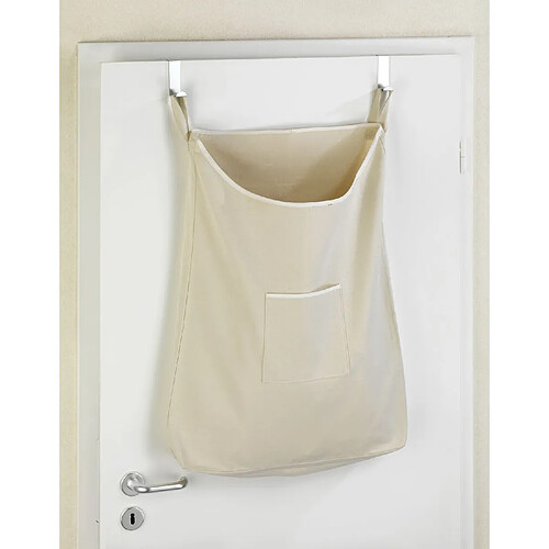 WENKO Panier à linge à suspendre sur porte Canguro - L. 52 x H. 81 cm - Beige