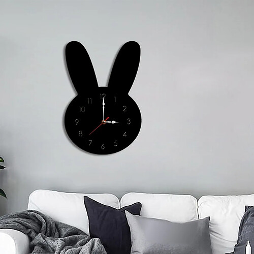 Wewoo Horloge murale décorative de salon avec Motif lapin noir