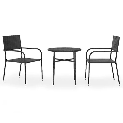 Maison Chic Mobilier à dîner 3 pcs de jardin - Ensemble table et chaises d'extérieur - Salon/Mobilier de jardin classique Résine tressée Noir -MN55095