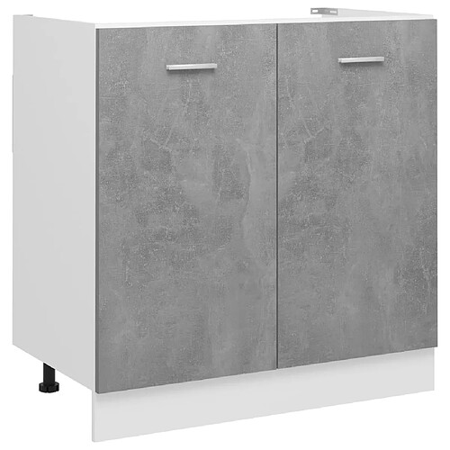 vidaXL Armoire de plancher d'évier Gris béton Bois d’ingénierie