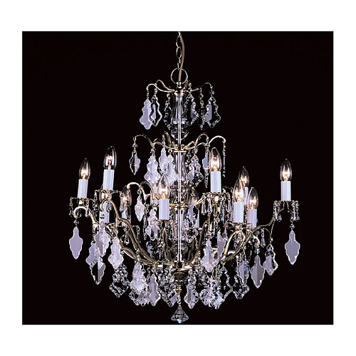 Lumière Chandelier sans abats jours Louvre Cristal Laiton poli 12 ampoules 75cm