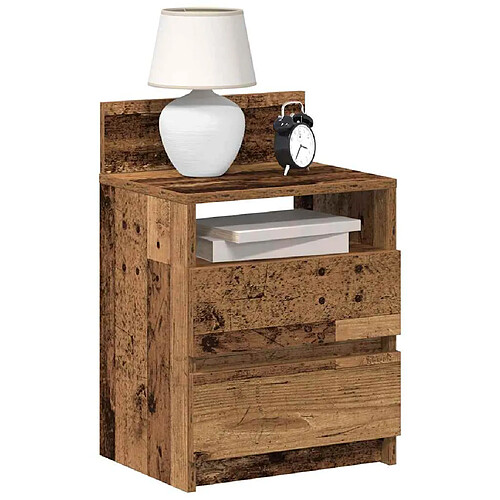 vidaXL Table de chevet avec 2 tiroirs vieux bois 40x33x60 cm